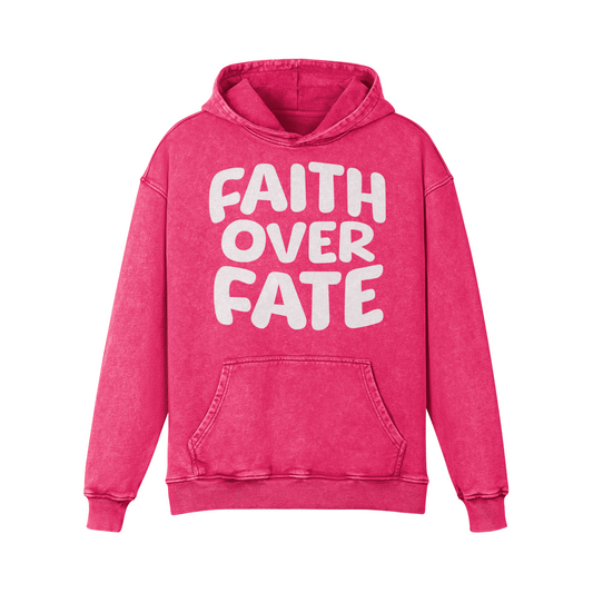 Faith Over Fate 2 Faded Oversized Hoodie